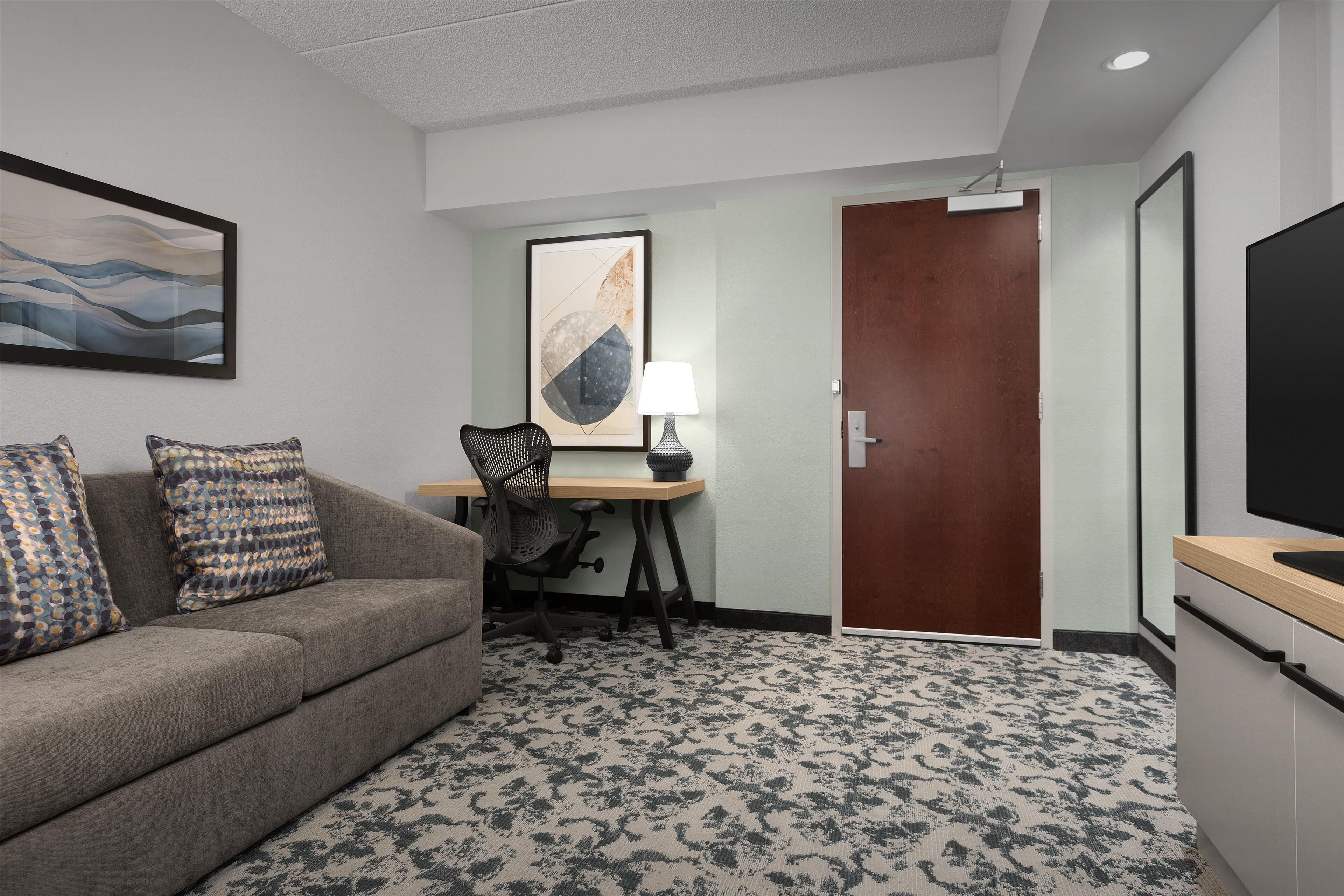 one king evolution jr suite | living area | 49-inch flat-screen tv with cable channels, tv