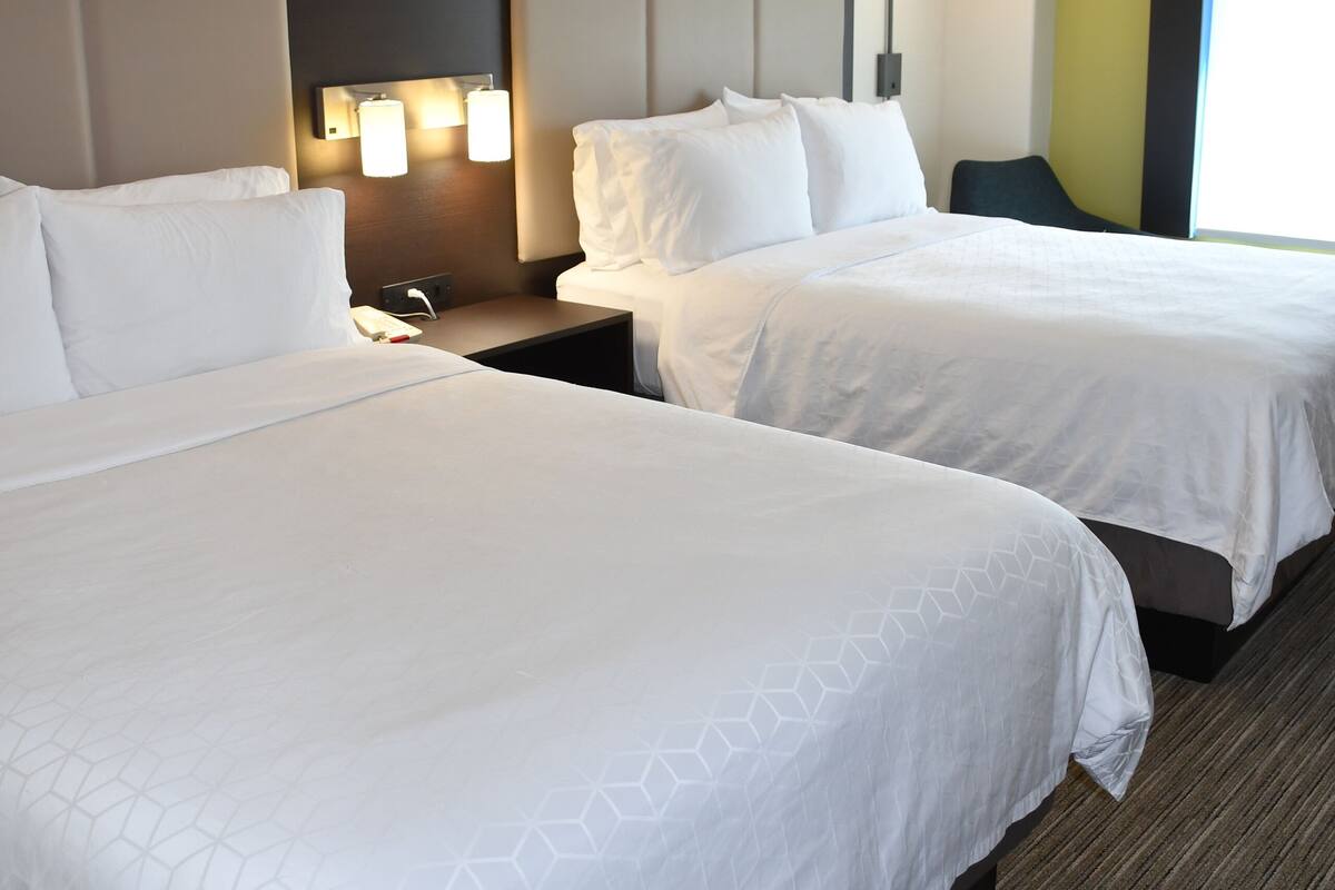 1 bedroom, desk, blackout curtains, iron/ironing board