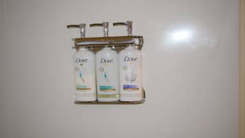 Combined shower/bathtub, hair dryer, towels