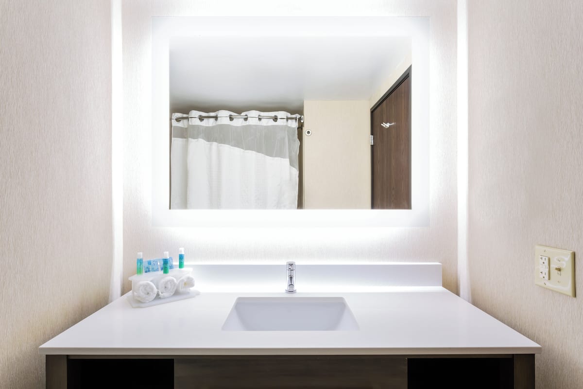 free toiletries, hair dryer, towels