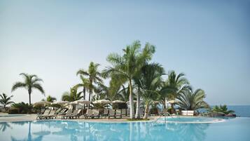 2 outdoor pools, pool umbrellas, sun loungers
