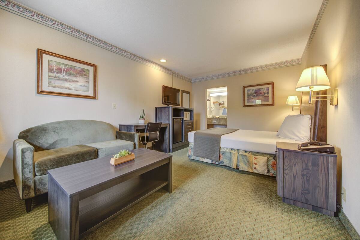 Deluxe Room, 1 Queen Bed (with Sofa) | Desk, iron/ironing board, WiFi (free), bed sheets