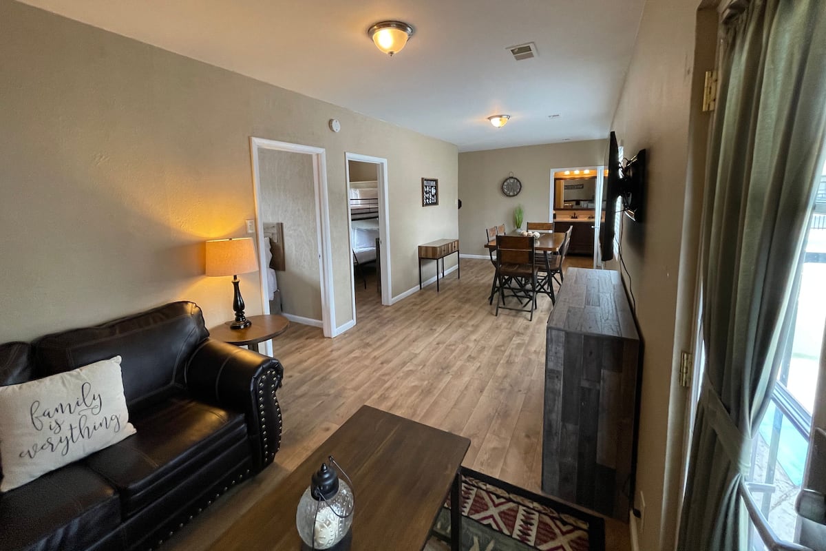 Suite, 2 Bedrooms, Kitchen, Pool View (Non-Pet Friendly) | Living area | 32-inch LCD TV with cable channels, TV