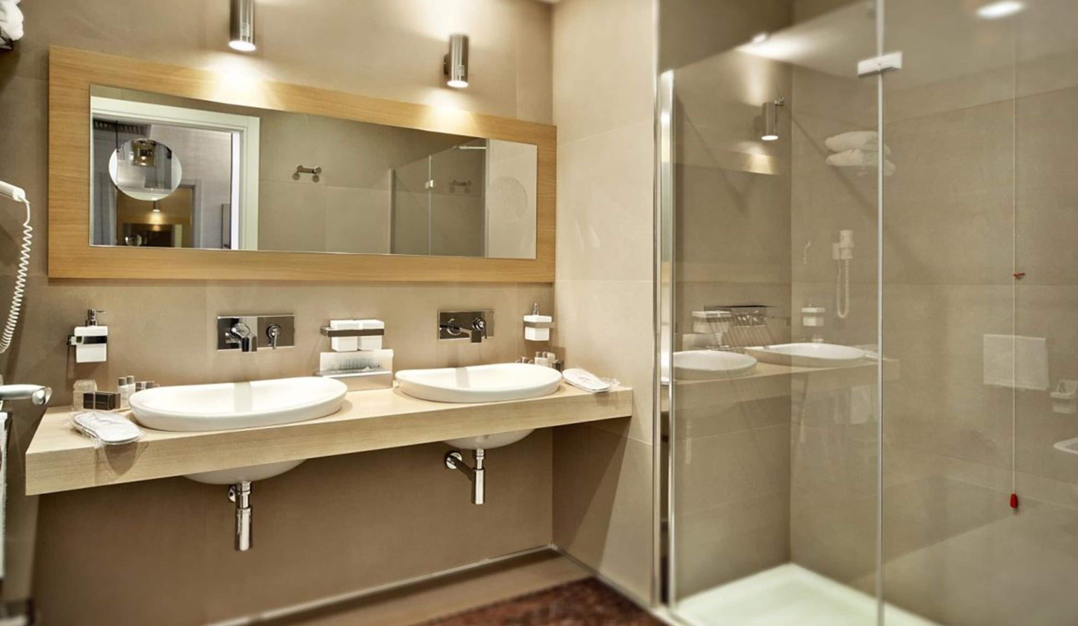 combined shower/bathtub, free toiletries, hair dryer, bidet