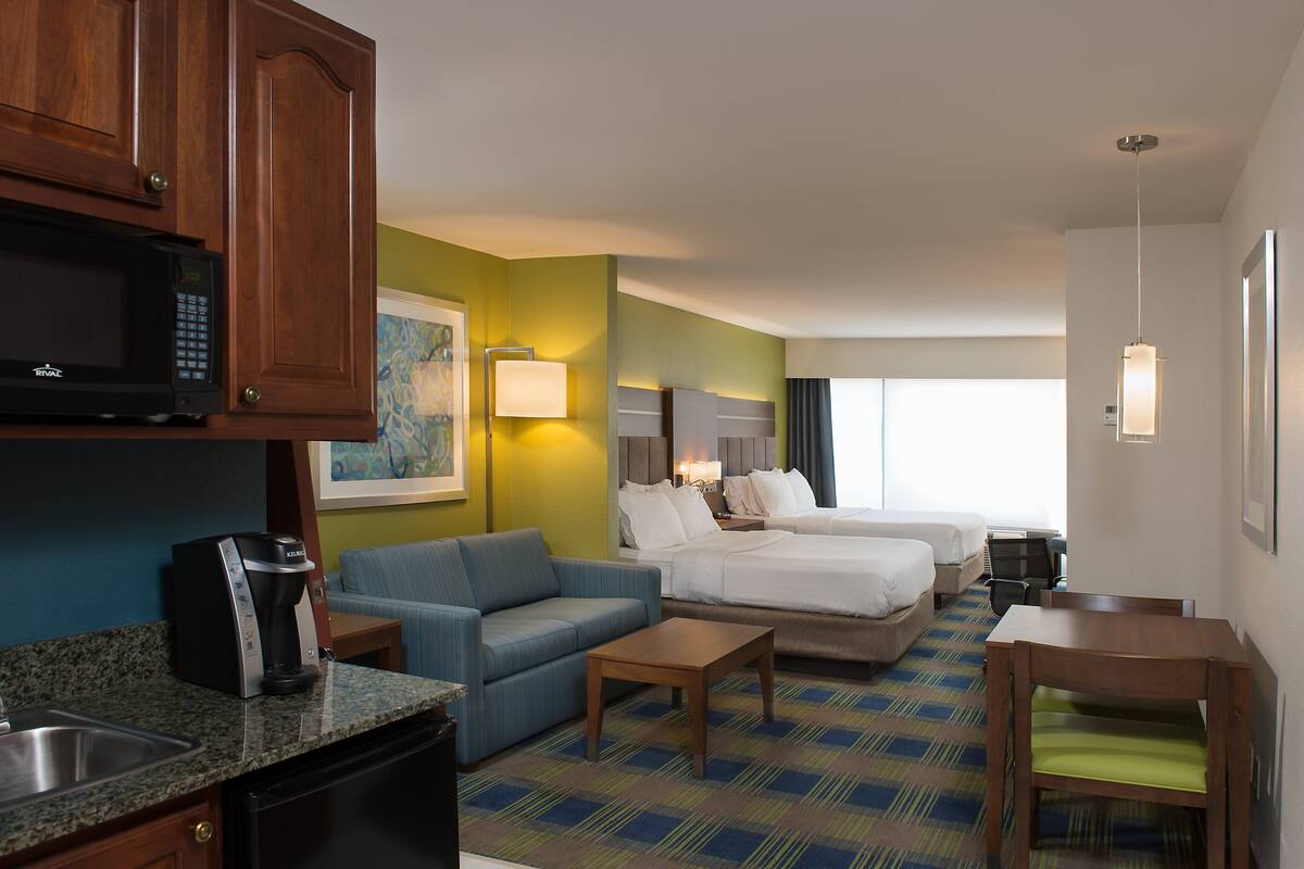 Suite, 2 Queen Beds | In-room safe, desk, blackout curtains, iron/ironing board