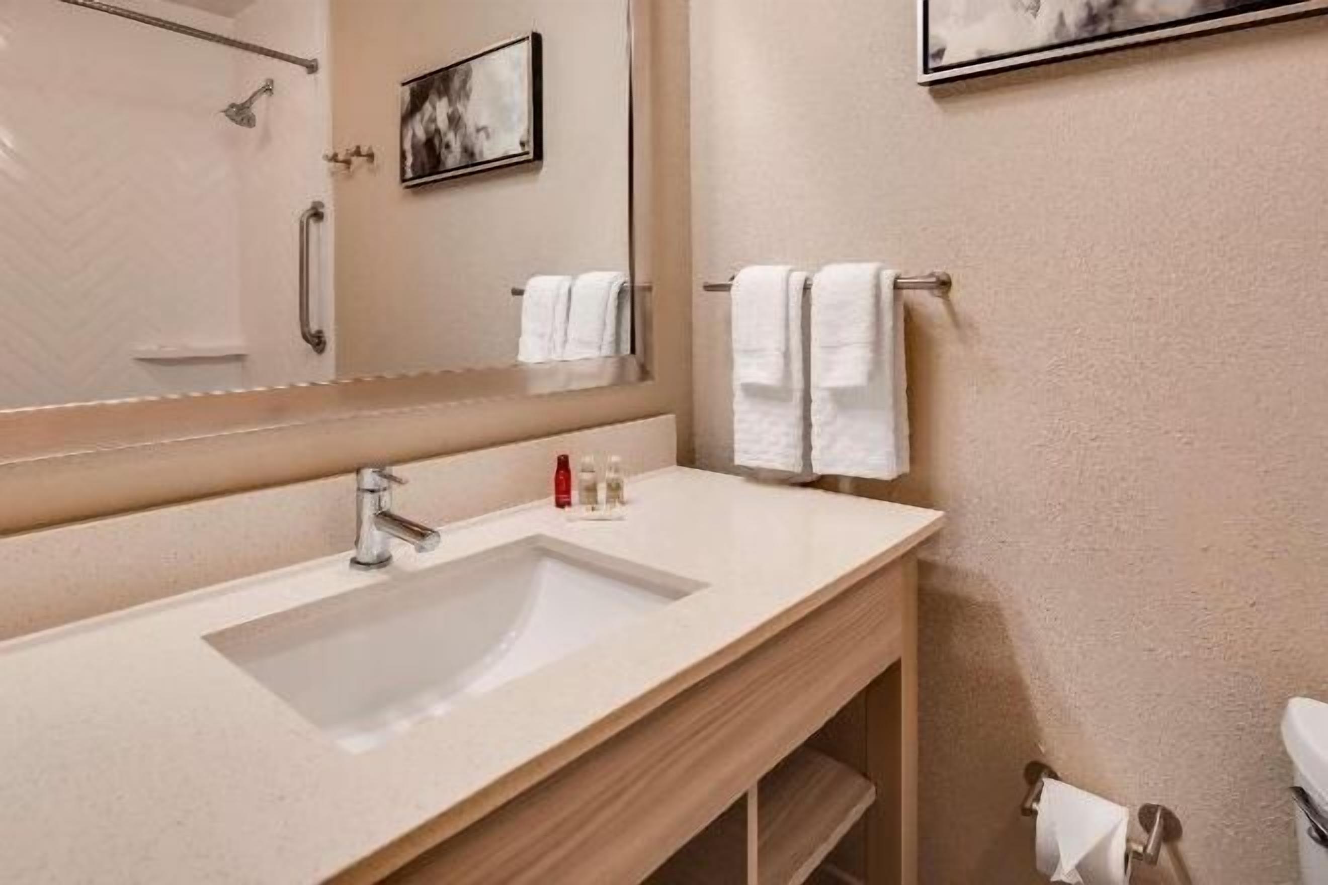 Bañera con ducha, artículos de tocador gratuitos, secador de pelo