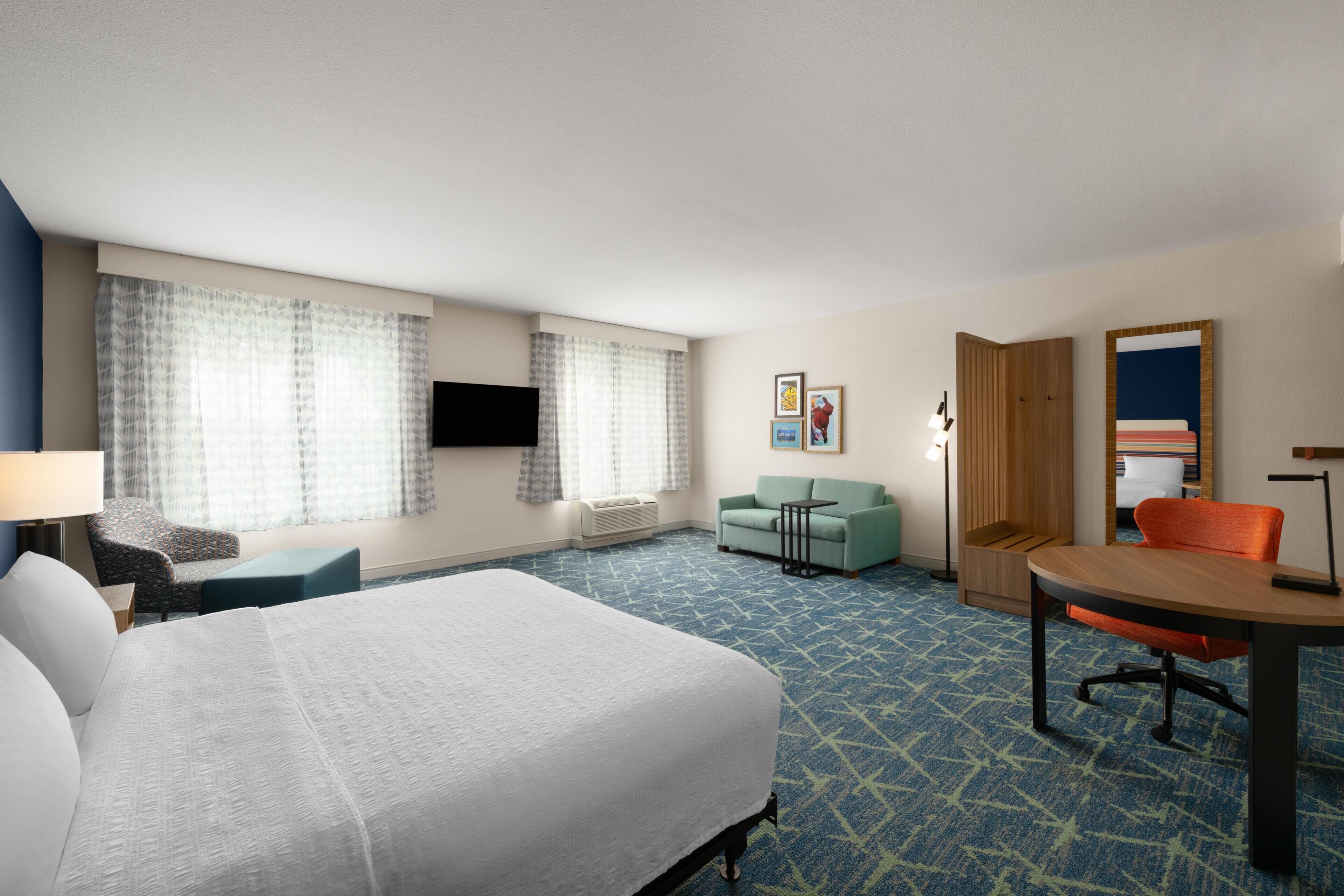 One king studio sofabed | In-room safe, desk, iron/ironing board, cribs (free)