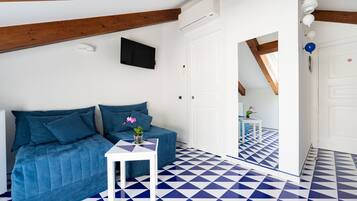 Double Room with Attic, Sea View and External Terrace | Frette Italian sheets, premium bedding, down comforters