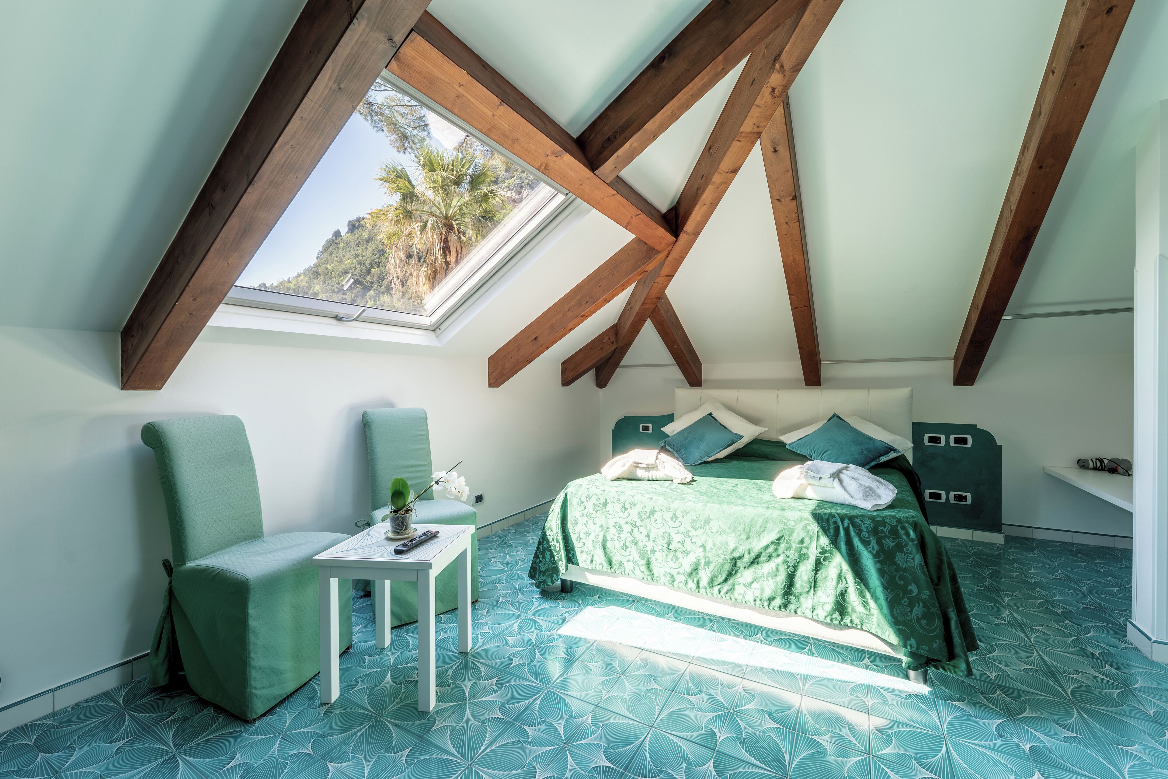 Double Room with Attic, Sea View and External Terrace | Frette Italian sheets, premium bedding, down comforters