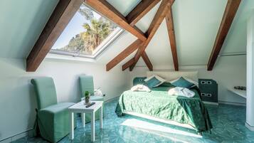 Double Room with Attic, Sea View and External Terrace | Frette Italian sheets, premium bedding, down comforters