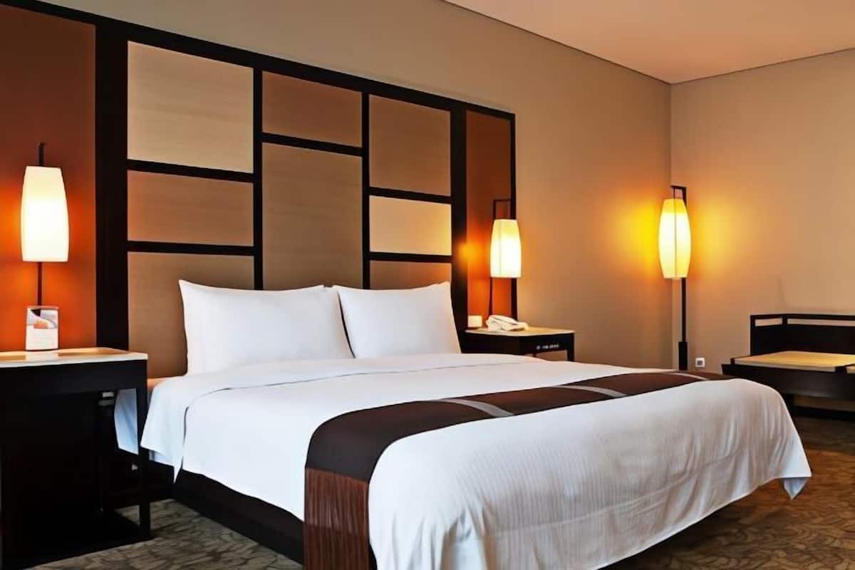 Een kluis op de kamer, een bureau, een strijkplank/strijkijzer