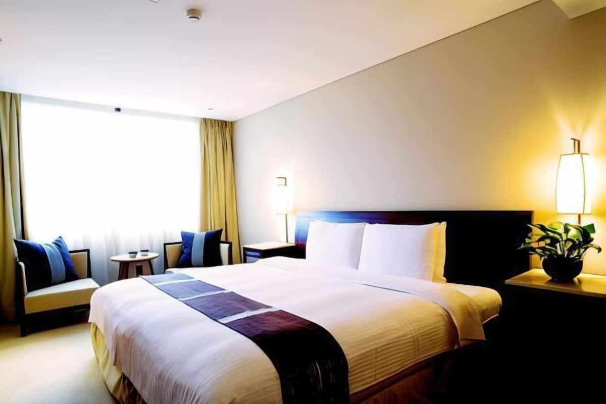 Een kluis op de kamer, een bureau, een strijkplank/strijkijzer