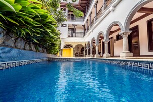 Outdoor pool, sun loungers