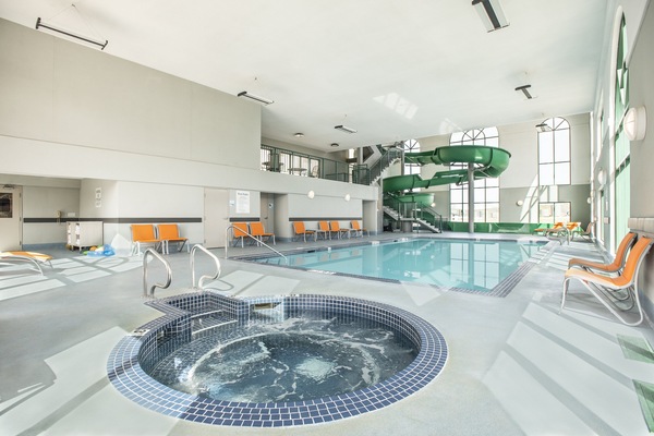 Indoor pool, open 9 AM to 10 PM, sun loungers