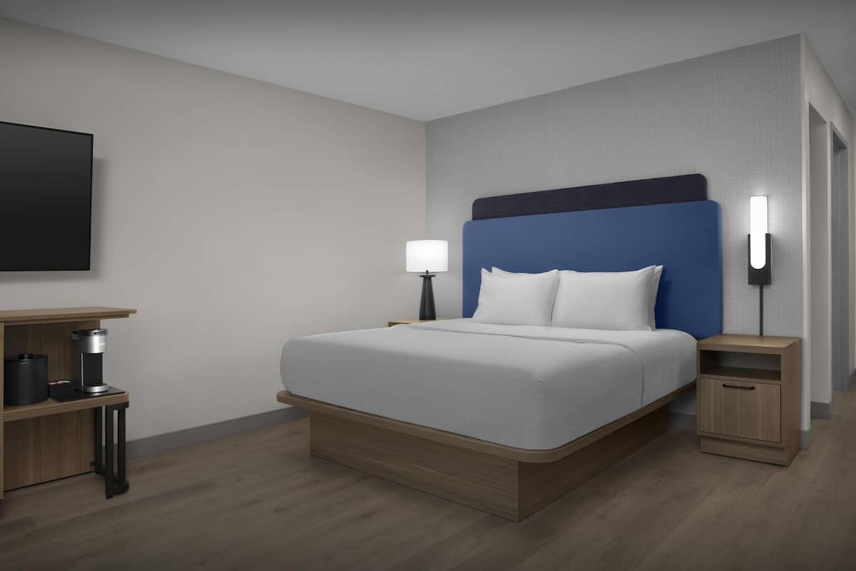 Kamer, 1 kingsize bed, niet-roken | Een bureau, een laptopwerkplek, verduisterende gordijnen