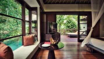 Riverside Villa, 1 Bedroom, Private Pool | Egyptian cotton sheets, premium bedding, minibar, in-room safe