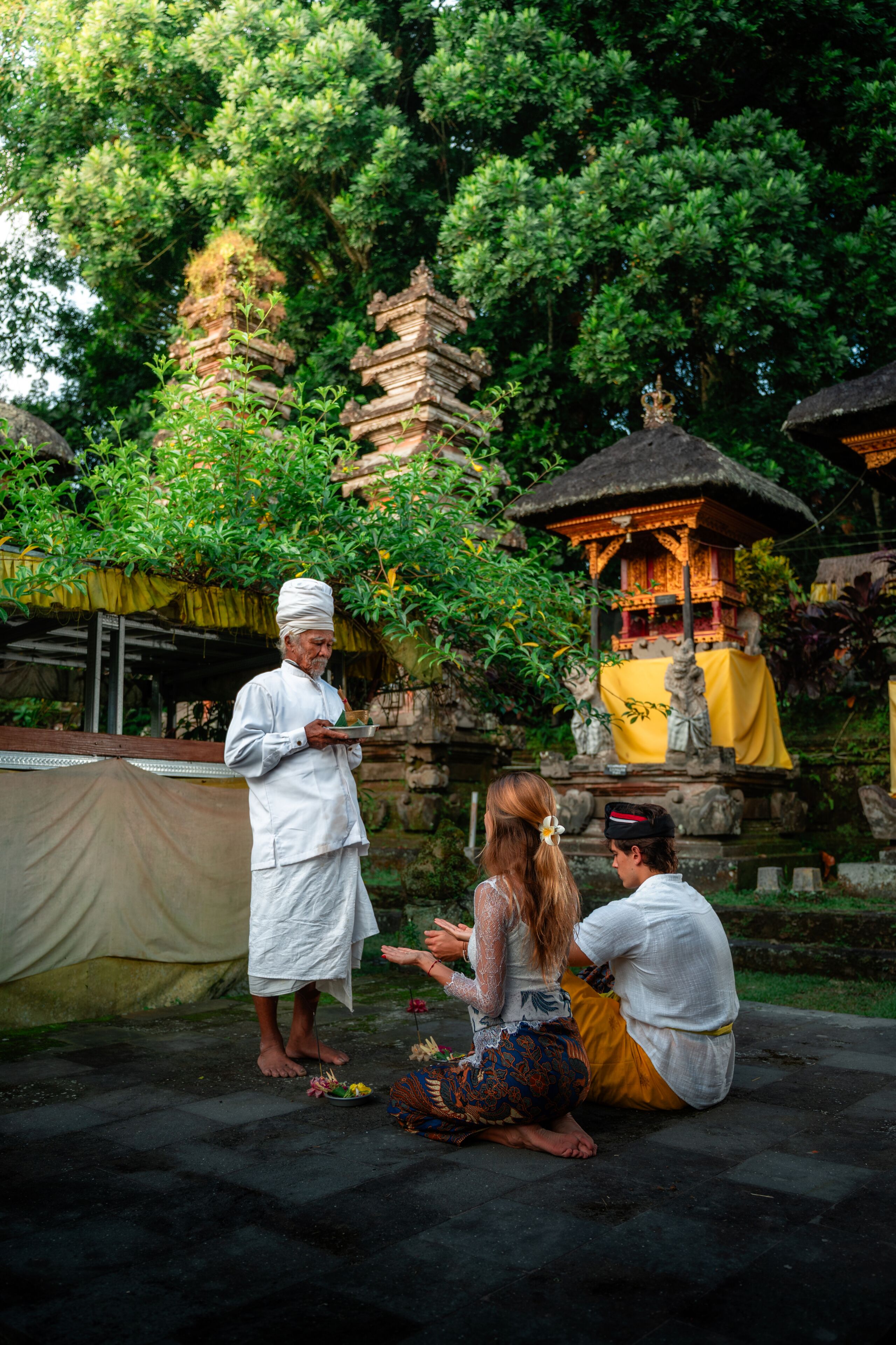 A temple with tiered structures and a shrine.