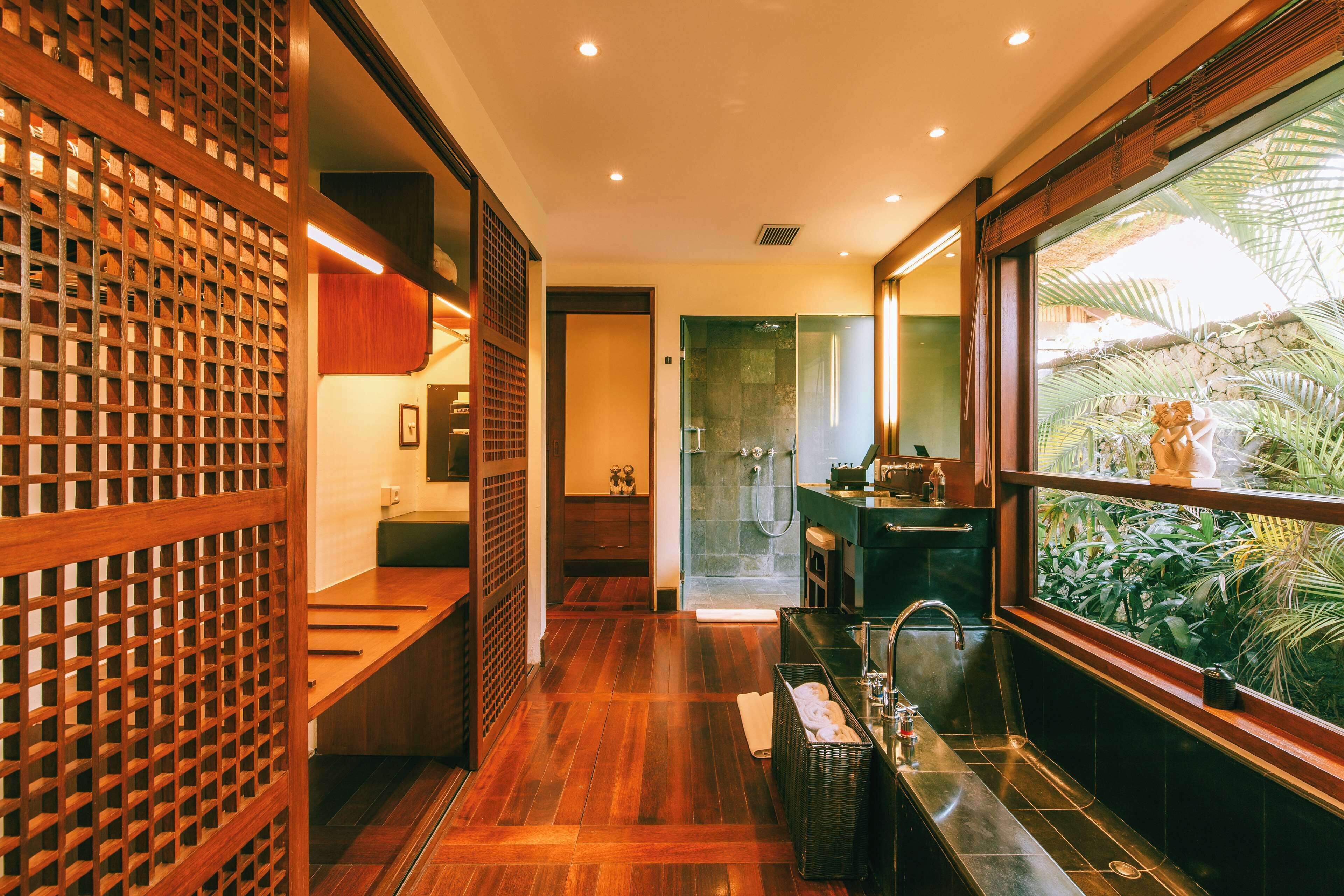 two bedroom deluxe pool villa | bathroom | separate bathtub and shower, deep-soaking bathtub, free toiletries