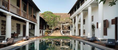 Outdoor pool, sun loungers