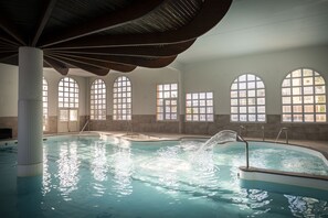 Indoor pool, outdoor pool, open 9:00 AM to 6:30 PM, sun loungers