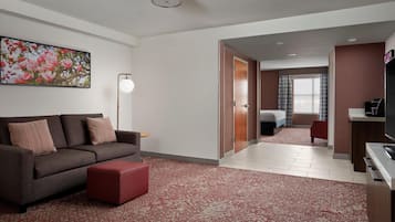 1 King Bed Extended with Sofa Bed | Living area | 37-inch flat-screen TV with cable channels, TV