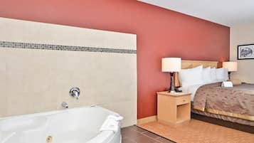 Premium bedding, pillowtop beds, desk, laptop workspace