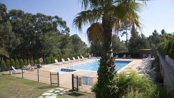 Outdoor pool, open 10:00 AM to 8:00 PM, pool loungers