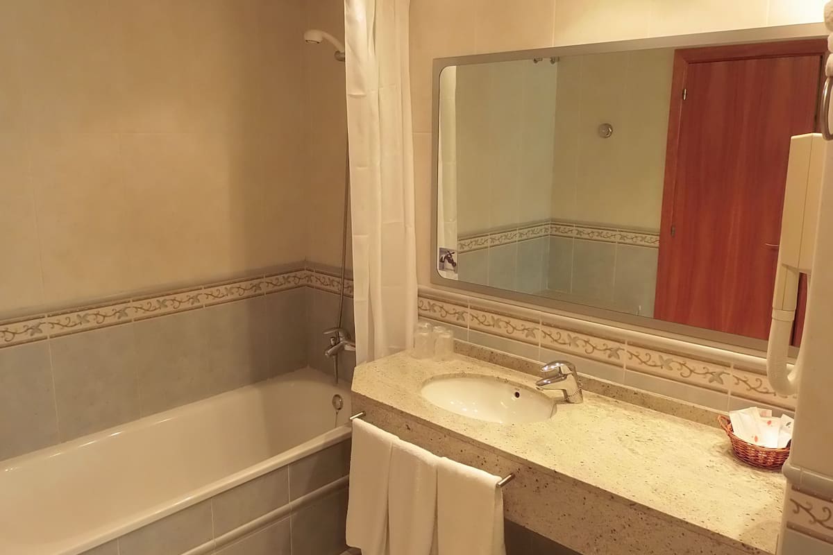 free toiletries, hair dryer, towels