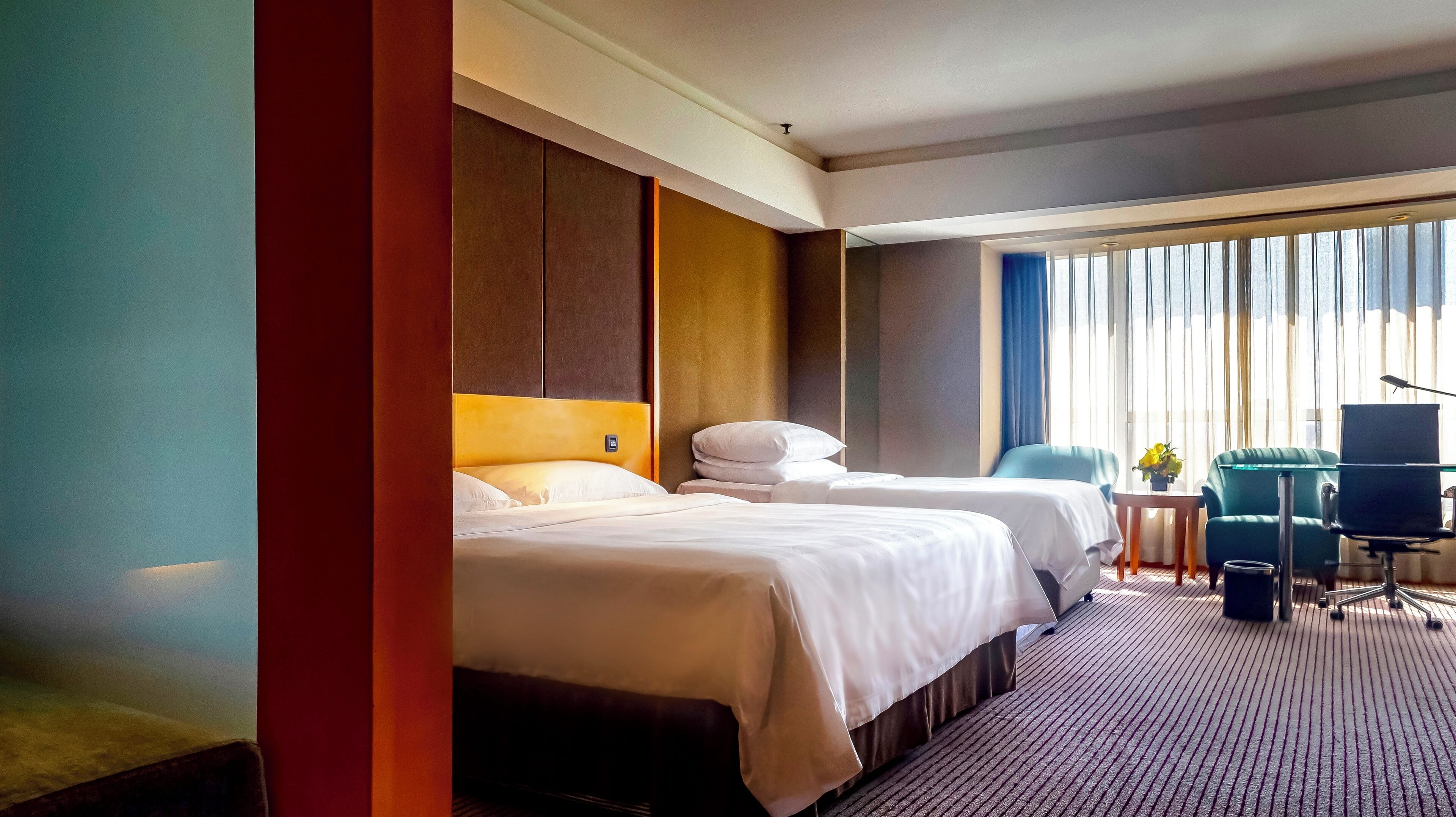 Deluxe Room, Multiple Beds | 1 bedroom, premium bedding, down comforters, minibar