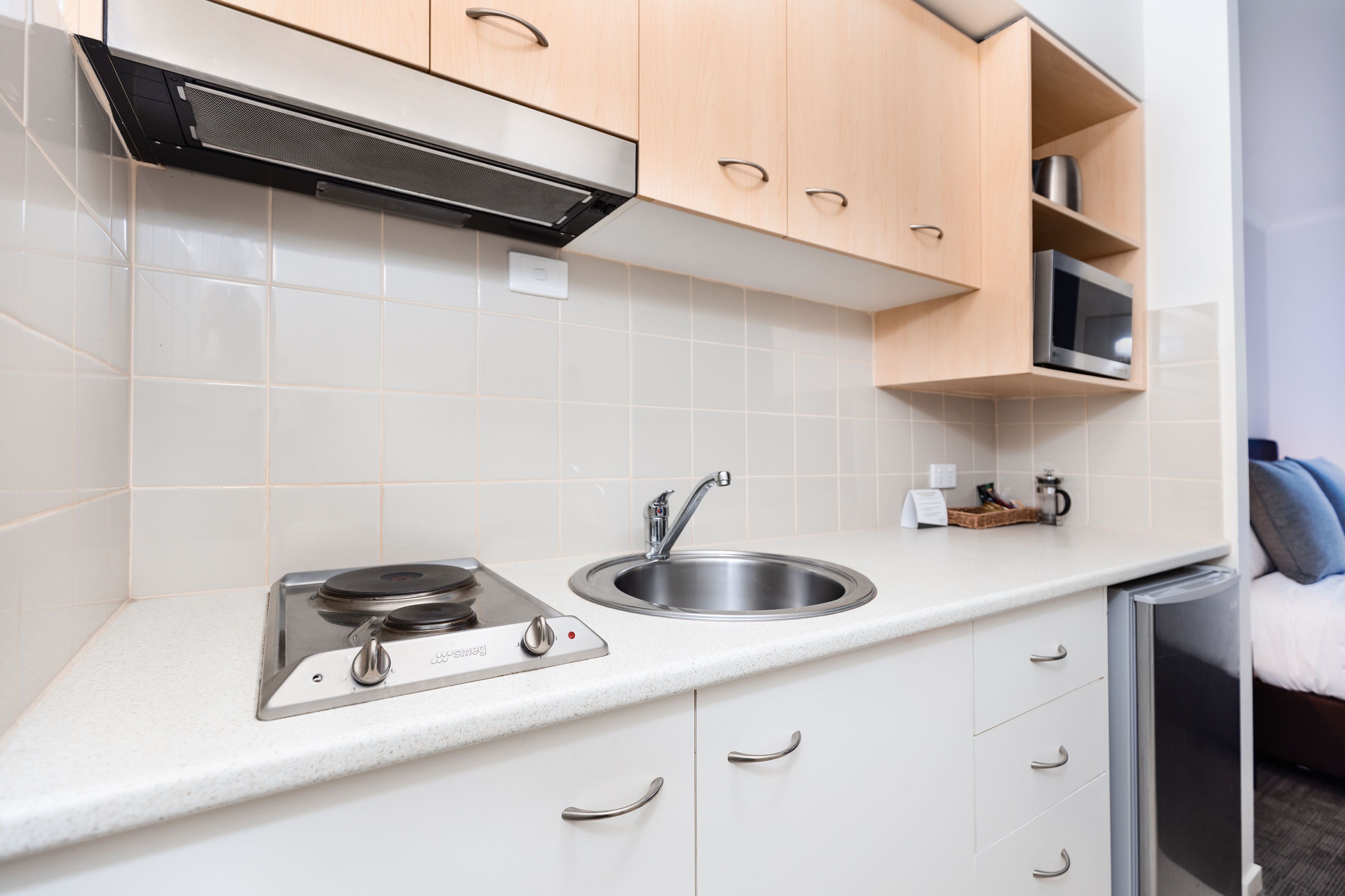studio apartment | private kitchen | microwave, stovetop, coffee/tea maker, electric kettle