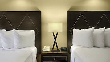 Desk, blackout curtains, iron/ironing board, bed sheets