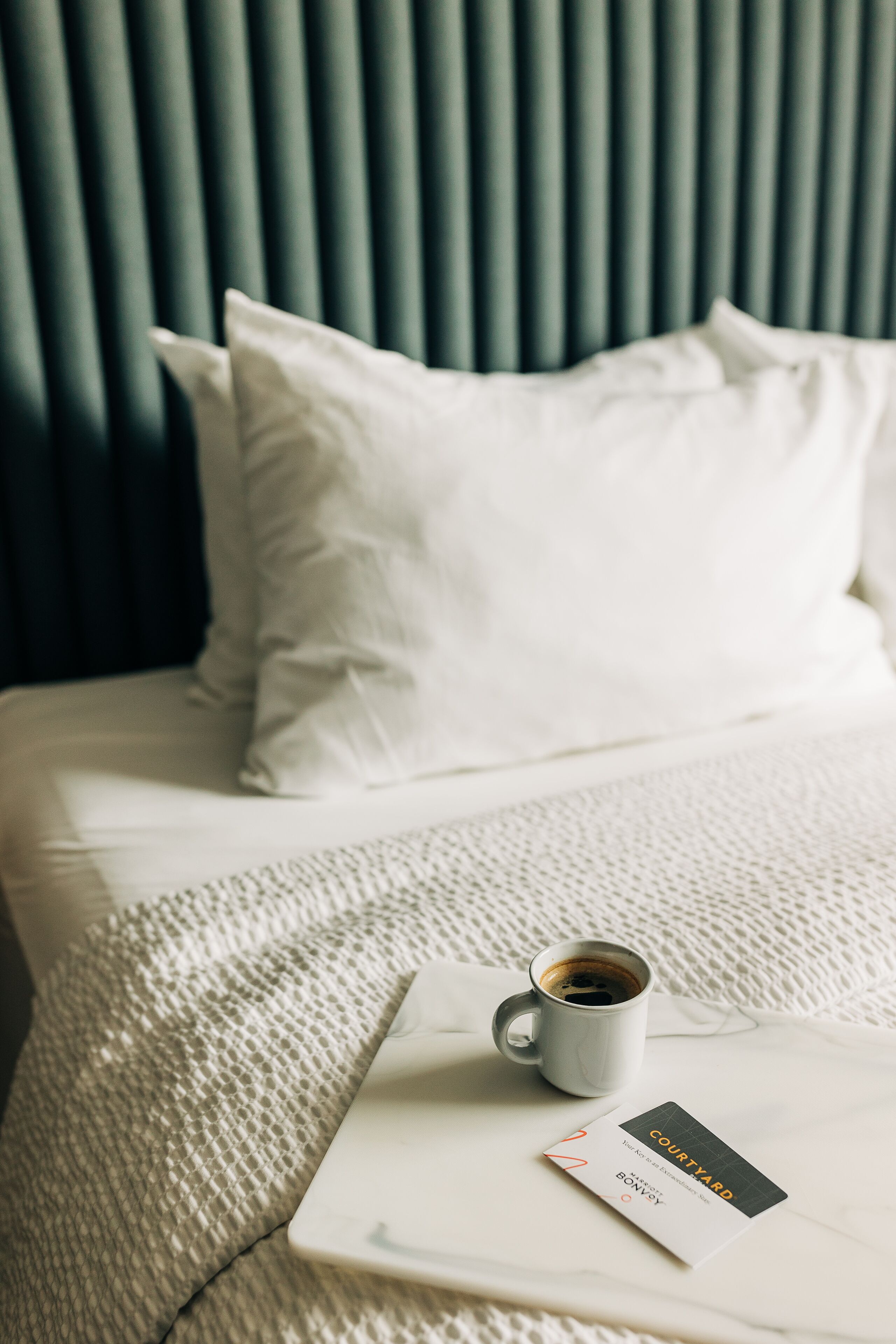 Premium bedding, pillowtop beds, desk, blackout drapes