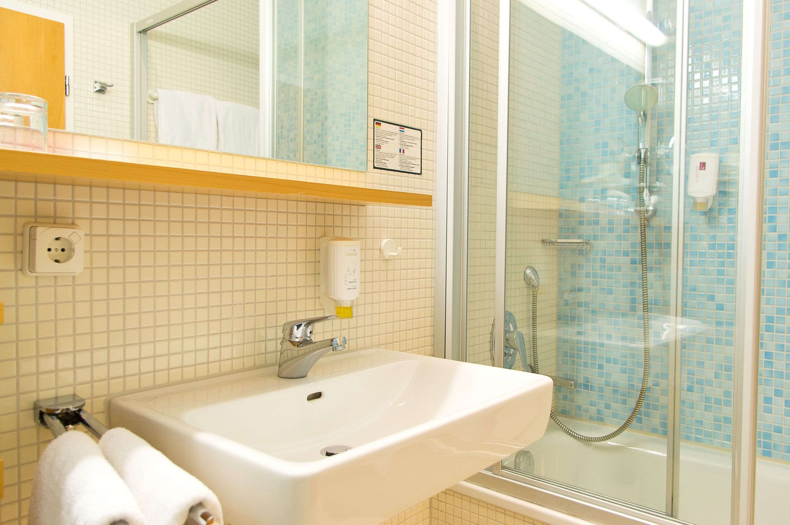 free toiletries, hair dryer, towels