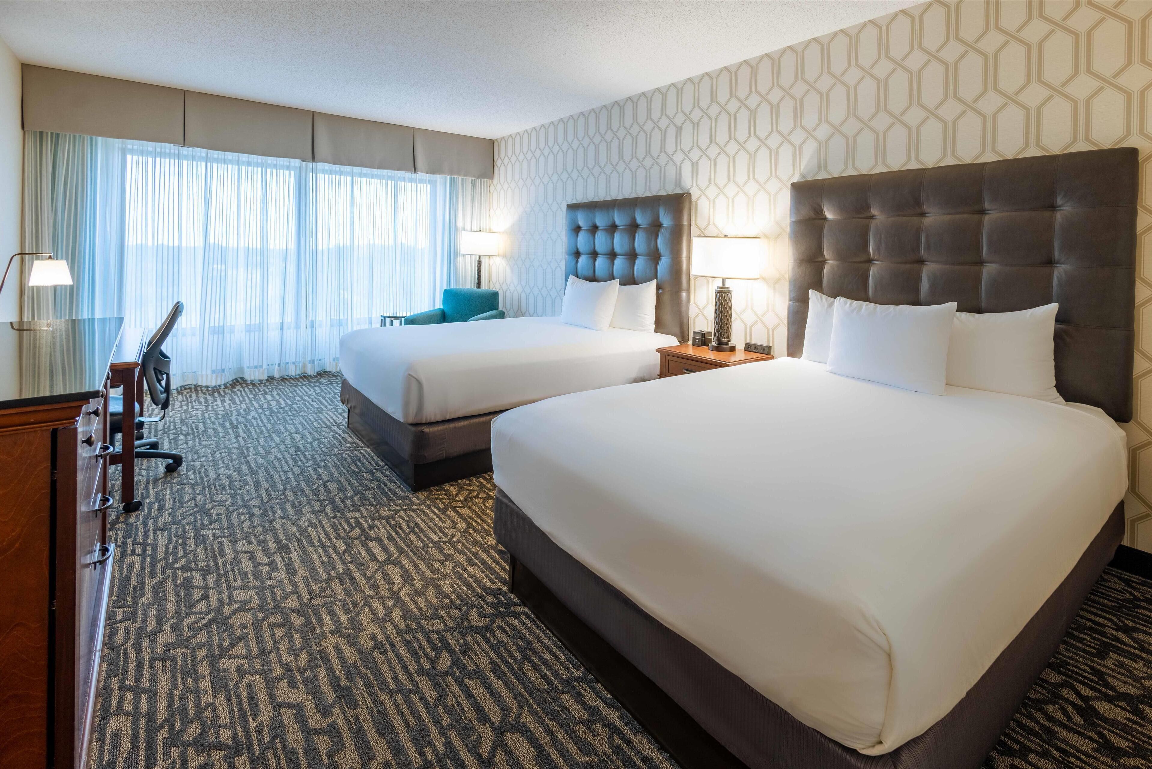 1 bedroom, desk, blackout curtains, iron/ironing board