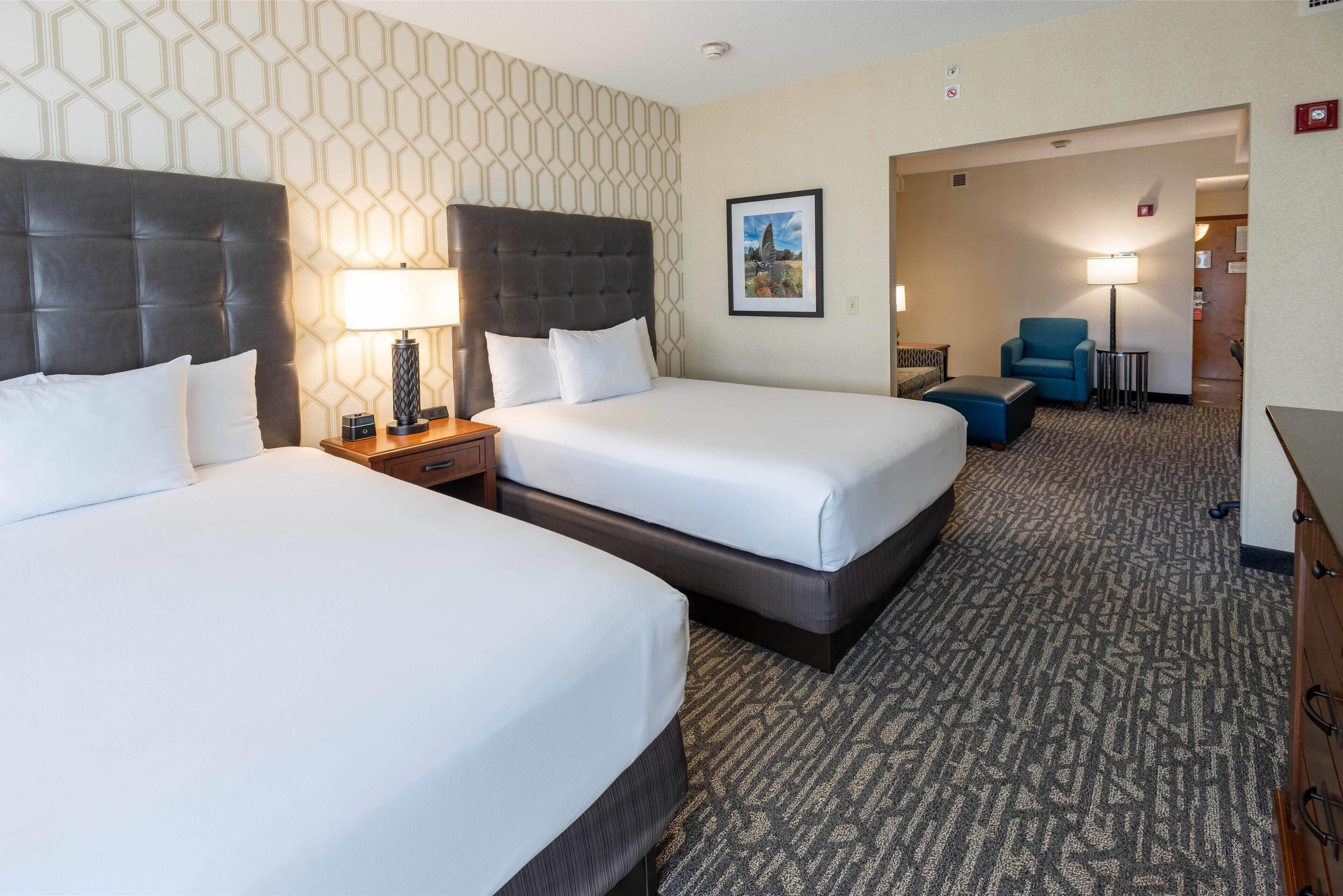 1 bedroom, desk, blackout curtains, iron/ironing board