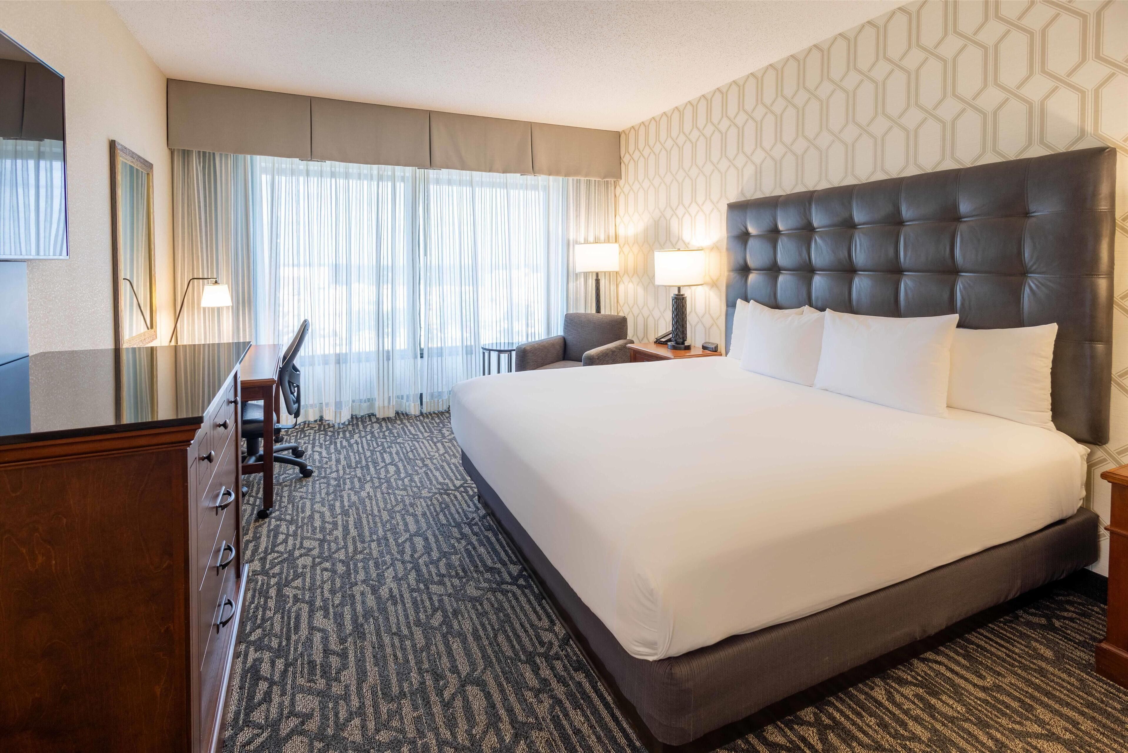 1 bedroom, desk, blackout curtains, iron/ironing board