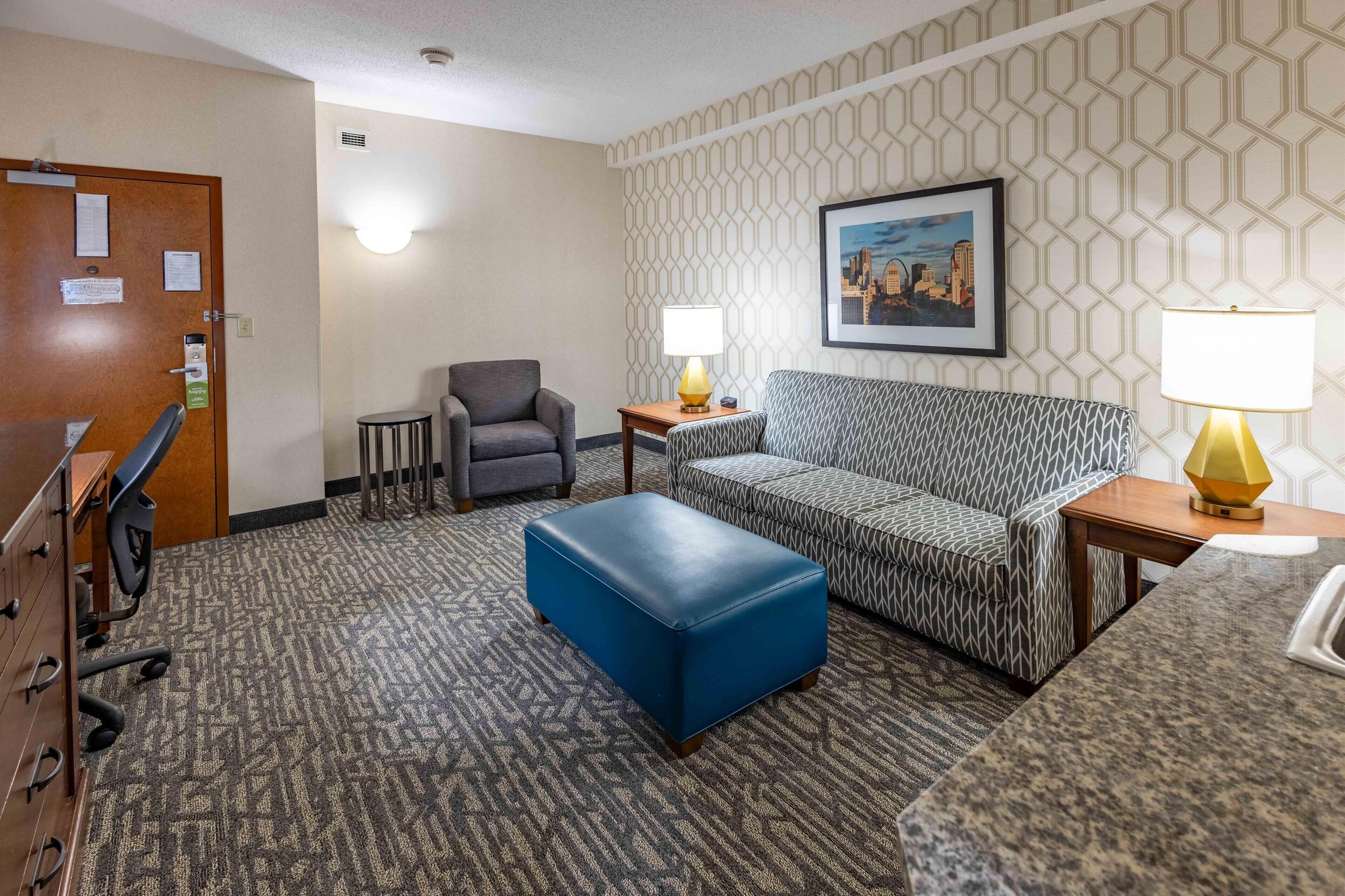 1 bedroom, desk, blackout curtains, iron/ironing board