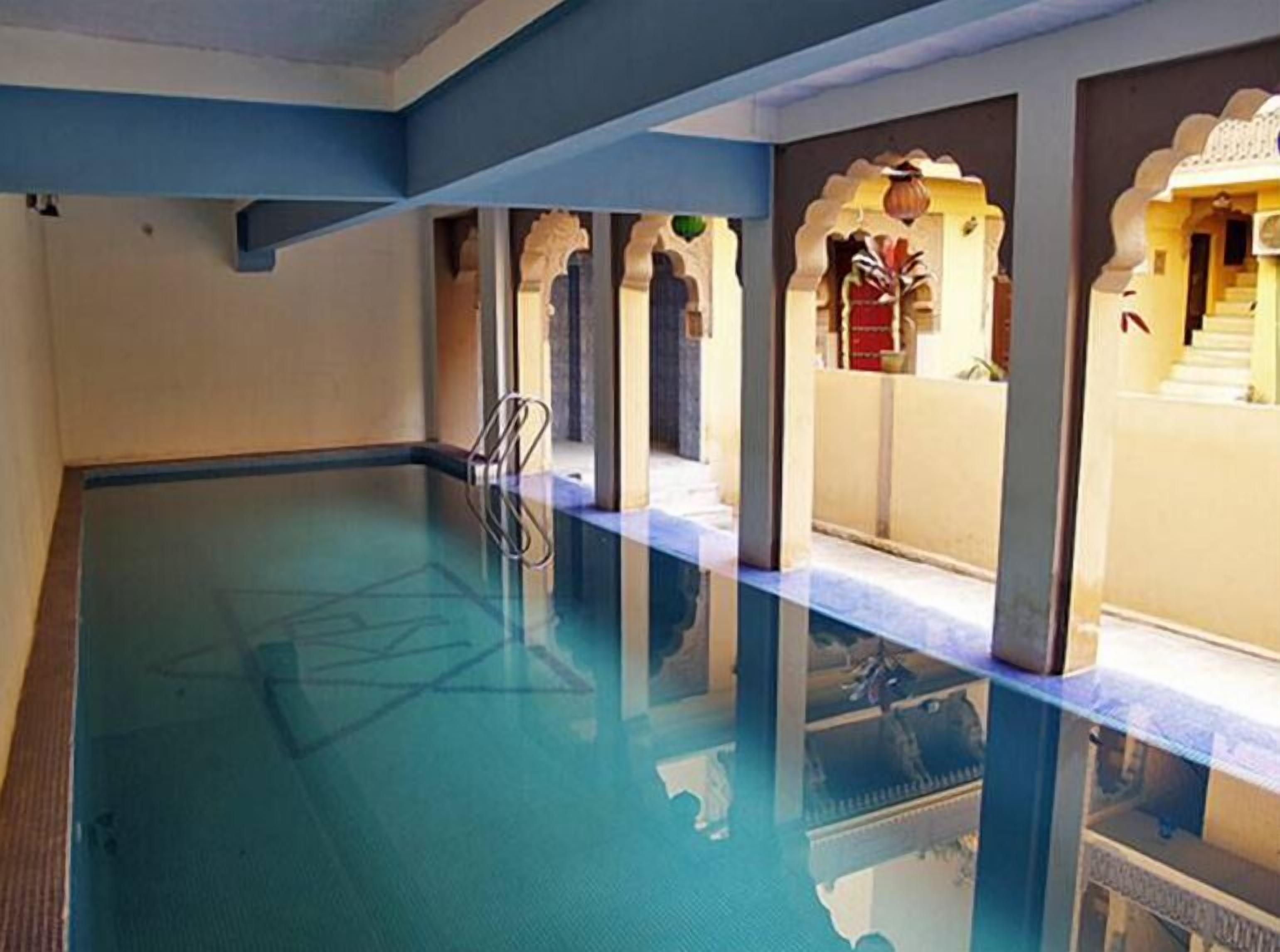 Indoor pool, outdoor pool, pool loungers