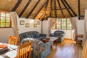 Cottage, 1 Bedroom | Living area | 32-inch flat-screen TV with satellite channels, LCD TV - Coral Tree Cottages (Harkerville)