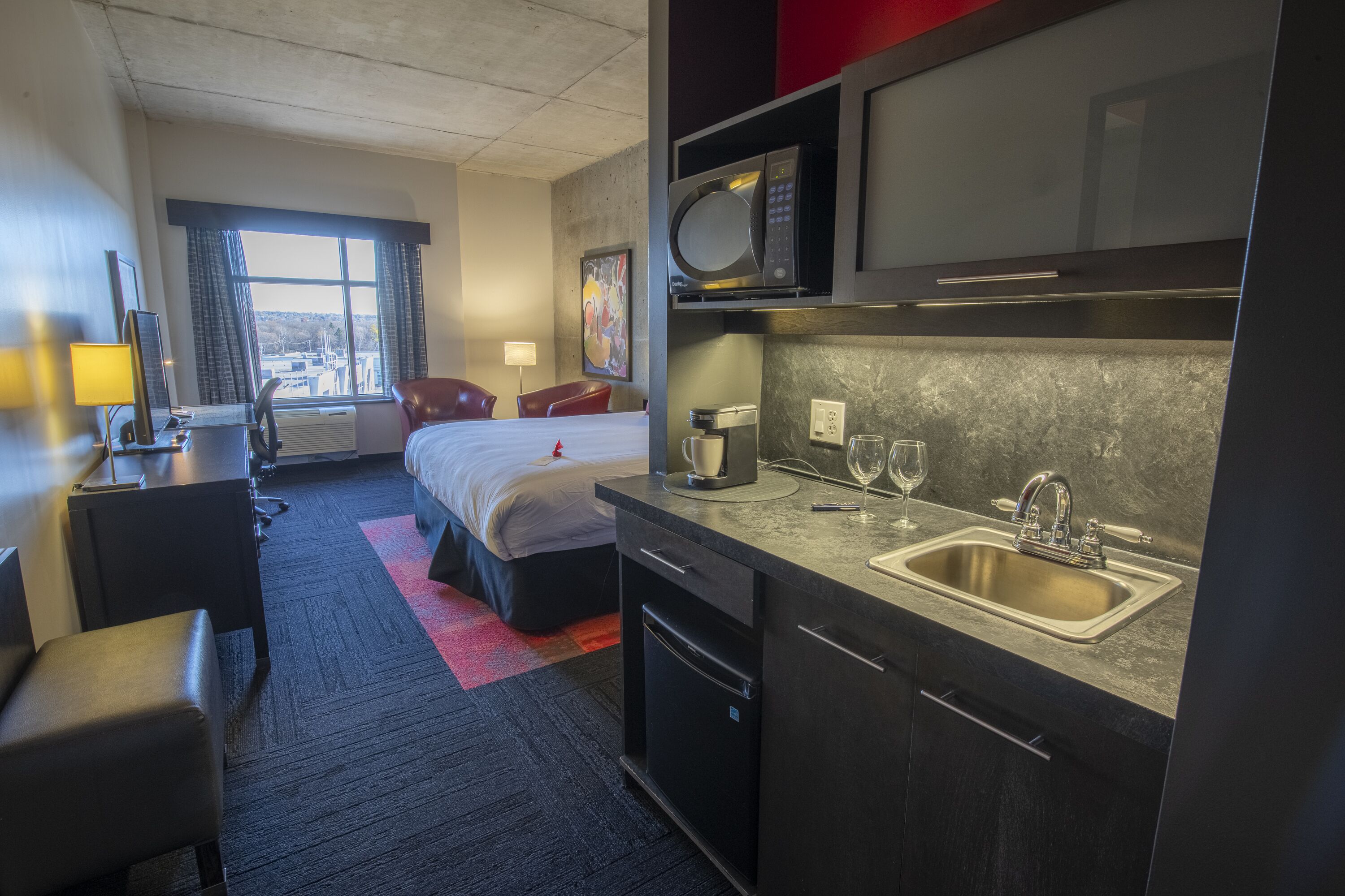 executive loft, 1 king bed | premium bedding, desk, laptop workspace, blackout curtains