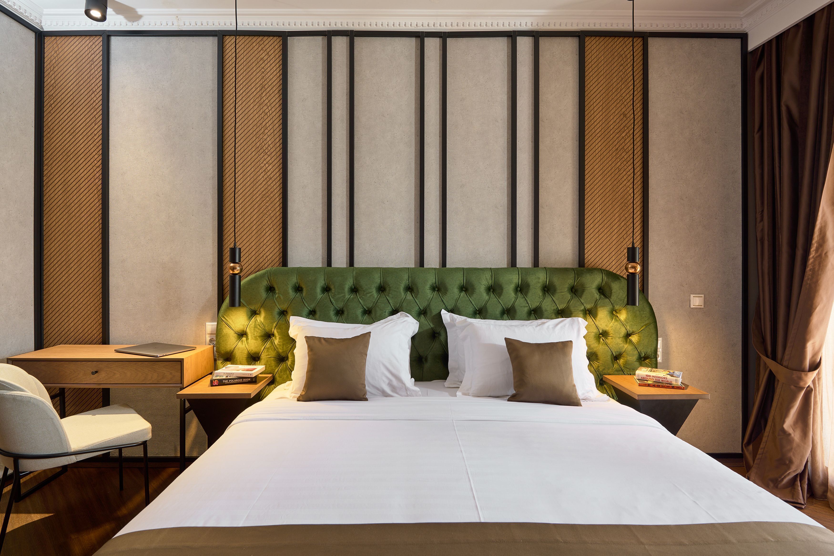 down duvets, desk, blackout curtains, soundproofing