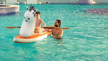 11 outdoor pools, open 7:00 AM to 7:00 PM, pool umbrellas, sun loungers