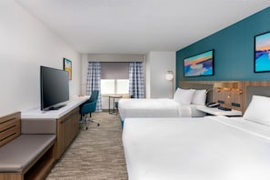 Room, 2 Double Beds | Premium bedding, desk, soundproofing, iron/ironing board