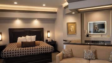 Executive Suite, 1 King Bed, Jetted Tub | Living area | LCD TV