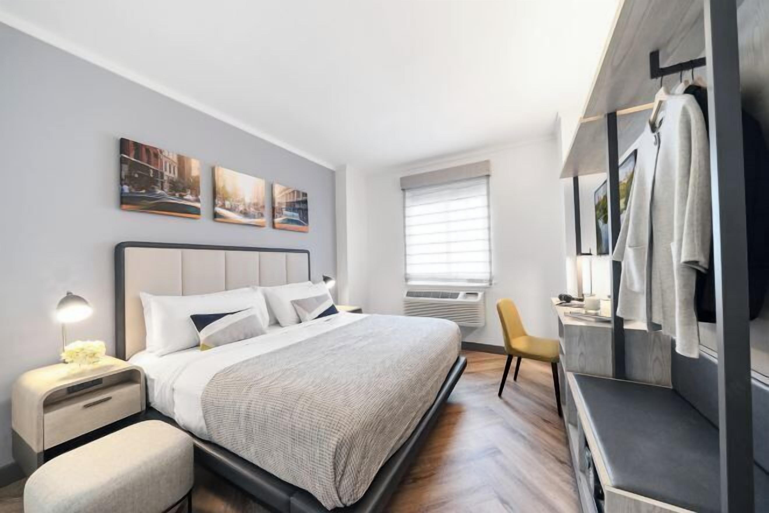 Hypo-allergenic bedding, down comforters, in-room safe