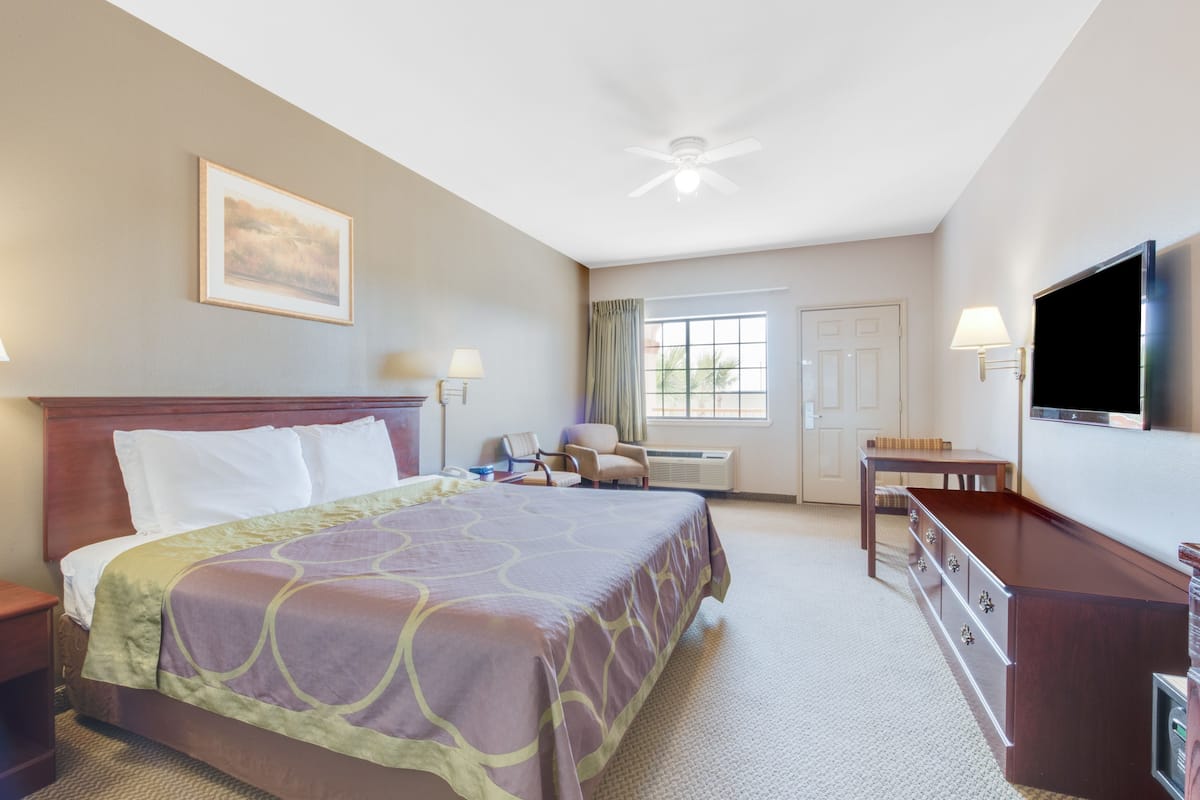 1 bedroom, blackout drapes, soundproofing, iron/ironing board