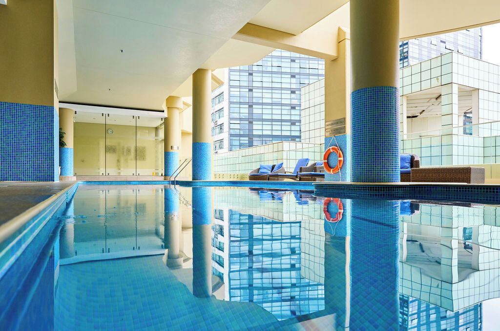 Outdoor pool, sun loungers
