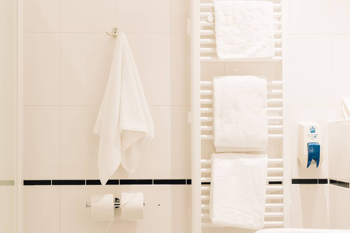 family room | bathroom | designer toiletries, hair dryer, towels