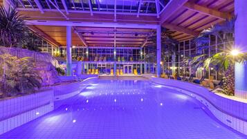 2 indoor pools, seasonal outdoor pool, sun loungers