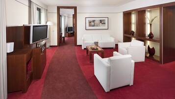 42-inch flat-screen TV with satellite channels, TV